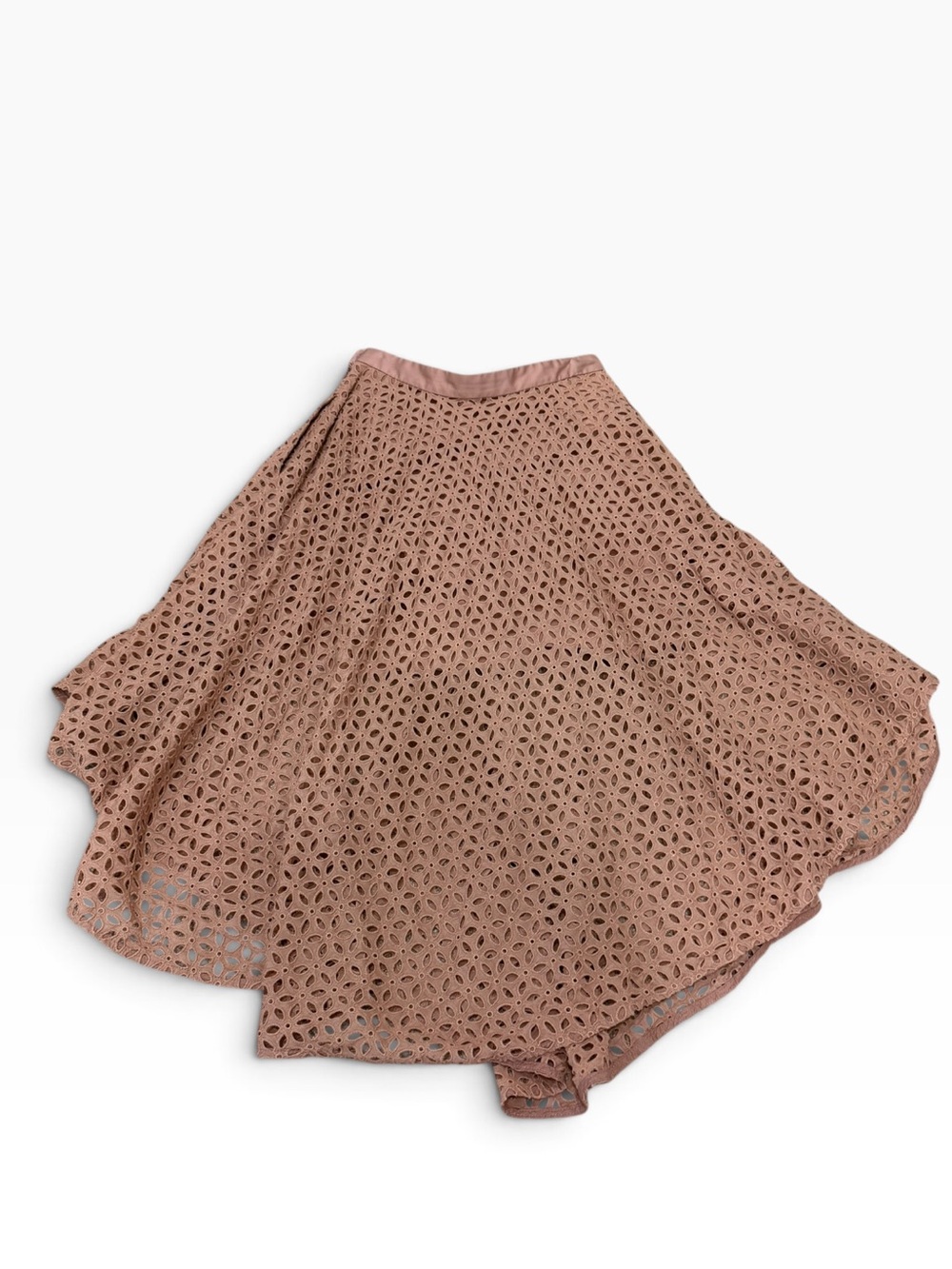Tibi Dusty Rose Eyelet Lace Handkerchief Midi Skirt Size 2 - Picture 3 of 10